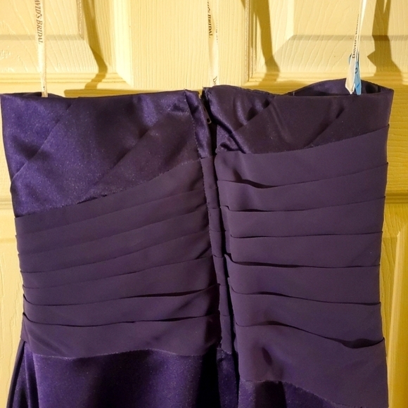 David's Bridal Plum Colored Satin Gown-Size 10 - Picture 6 of 7